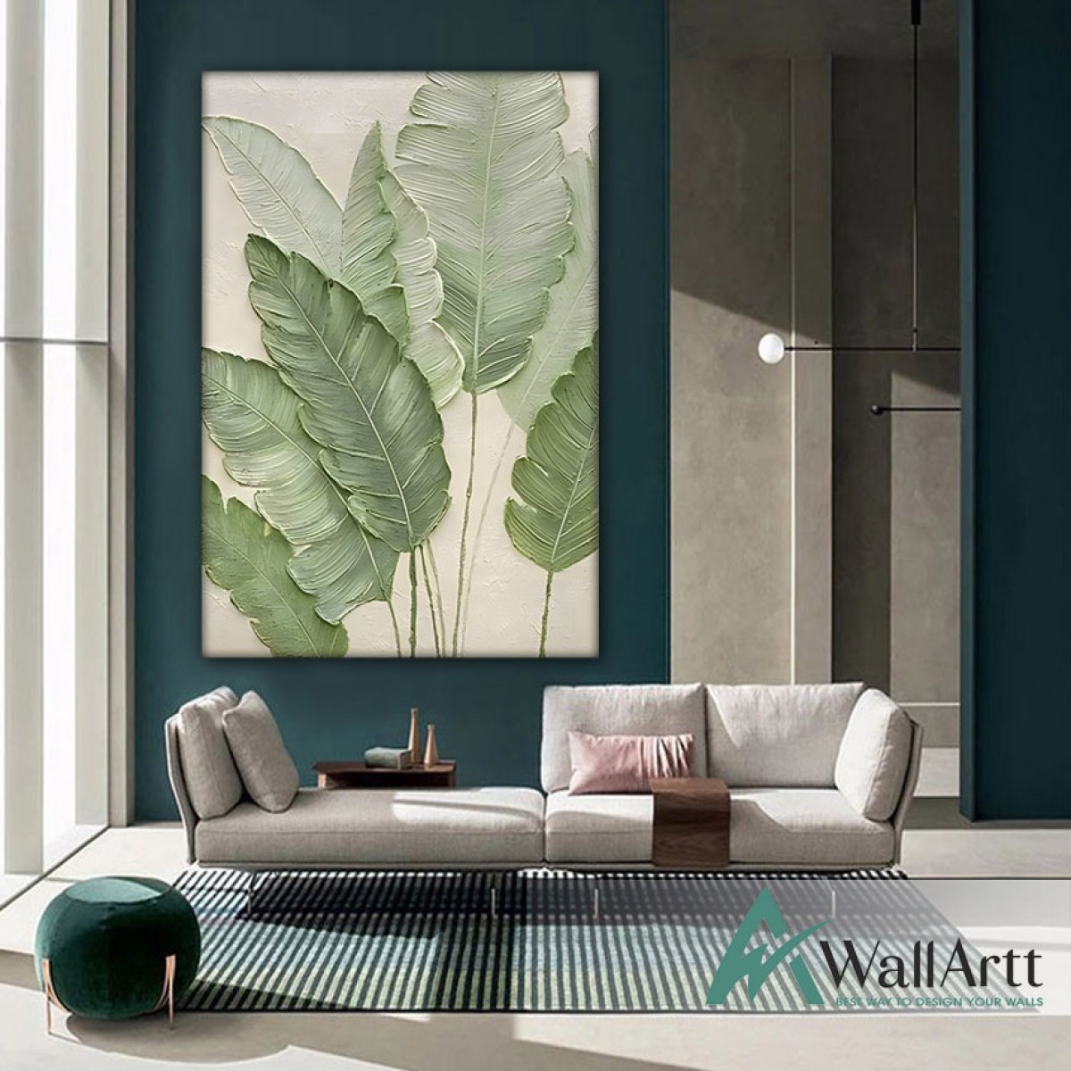 Banana Leaves Textured Partial Oil Painting - Wall Art